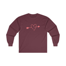 Load image into Gallery viewer, Pink Arrow Heart Ultra Cotton Long Sleeve Tee