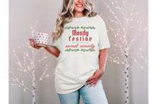 Load image into Gallery viewer, Mostly Festive Social Anxiety Funny Christmas Shirt, Holiday Forecast Comfort Colors Tee, Introvert Xmas Gift, Christmas Party T-Shirt